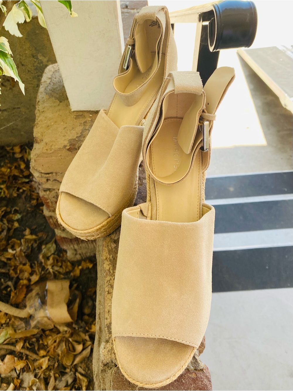 Marc Fisher Beige Suede Espadrille Platform Wedge Sandals Size 8M - Picture 2 of 15